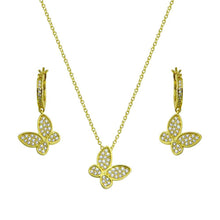 Load image into Gallery viewer, Sterling Silver Rhodium Plated Butterfly CZ Sets