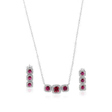 Load image into Gallery viewer, Sterling Silver Rhodium Plated Trio CZ Red Sets