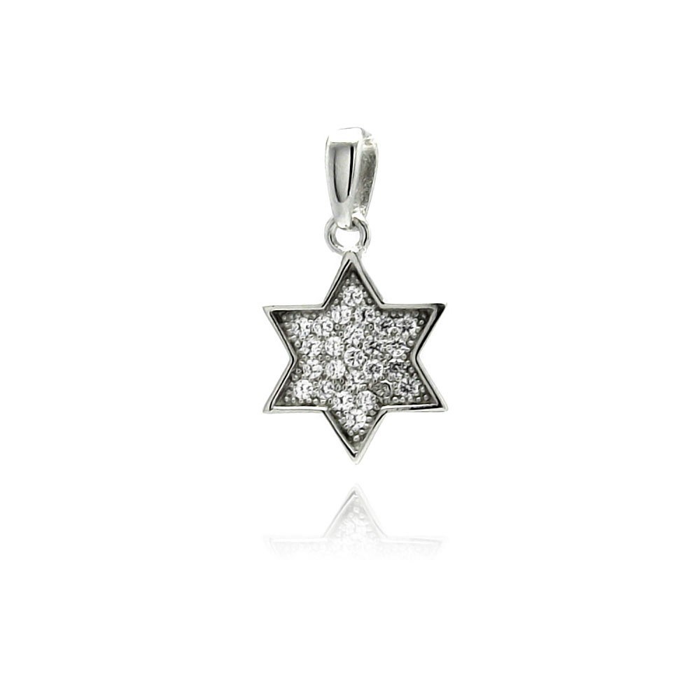 Sterling Silver Rhodium Plated Star CZ Dangling Pendant