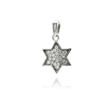 Load image into Gallery viewer, Sterling Silver Rhodium Plated Star CZ Dangling Pendant