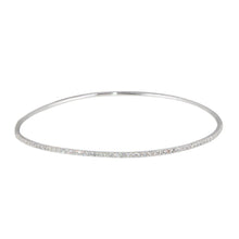 Load image into Gallery viewer, Sterling Silver Rhodium Plated Clear CZ Covered Bangle Bracelet