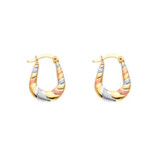 Load image into Gallery viewer, 14K Tricolor Double Face Designed Hollow Earring Approximately 1.2 Grams