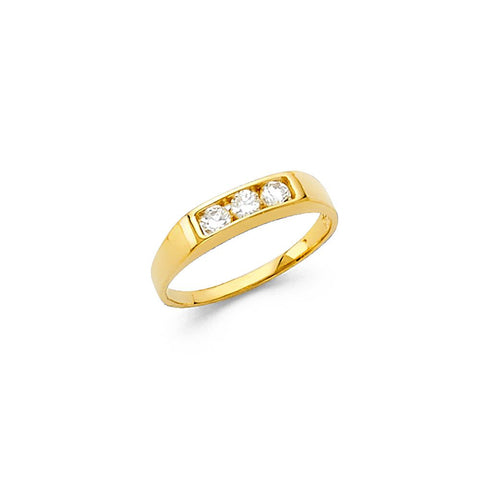 14K Yellow Gold 2mm CZ Babies Ring