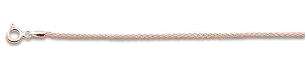 Sterling Silver 045-1.9mm Solid Rose Gold Plated Wheat/Spiga Chain