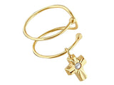 14K Yellow Gold Earcuff Hook Cross Earrings