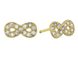 14K Yellow Gold Infinity Micro Pave Bezel With CZ Screw Back Earrings