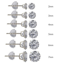 Load image into Gallery viewer, (PACK OF 6)14K White Gold round Silicone Backing CZ Stud Earrings