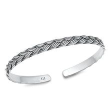 Load image into Gallery viewer, Sterling Silver Rope Oxidized Bangle Bracelet Width-5mm, Inside Diameter-45x55mm