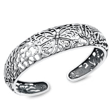 Load image into Gallery viewer, Sterling Silver Oxidized Butterfly Bangle Bracelet Thickness-17.6mm, Inside Diameter-48x56mm