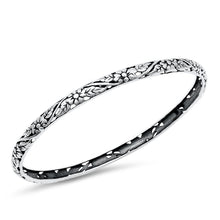 Load image into Gallery viewer, Sterling Silver Oxidized Flower Bangle Bracelet Thickness-4.5mm, Inside Diameter-62mm