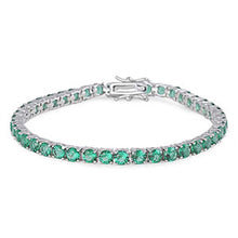 Load image into Gallery viewer, Sterling Silver Round Prong Set with Emerald Cz Tennis BraceletAnd Length of 7.25