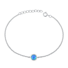 Load image into Gallery viewer, Sterling Silver Rhodium Plated Blue Lab Opal Bracelet-6.5+ 1 inch extension