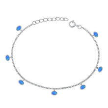 Load image into Gallery viewer, Sterling Silver Rhodium Plated Ovals Blue Lab Opal Bracelet Length-6.5+1inch