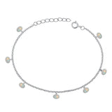 Sterling Silver Rhodium Plated Ovals White Lab Opal Bracelet Length-6.5+1inch