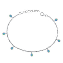 Load image into Gallery viewer, Sterling Silver Rhodium Plated Pears Blue Lab Opal Bracelet Length-6.5+1inch