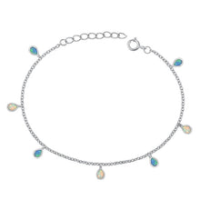 Load image into Gallery viewer, Sterling Silver Rhodium Plated Pears Blue And White Lab Opal Bracelet Length-6.5+1inch