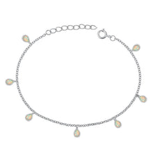 Load image into Gallery viewer, Sterling Silver Rhodium Plated Pears White Lab Opal Bracelet Length-6.5+1inch