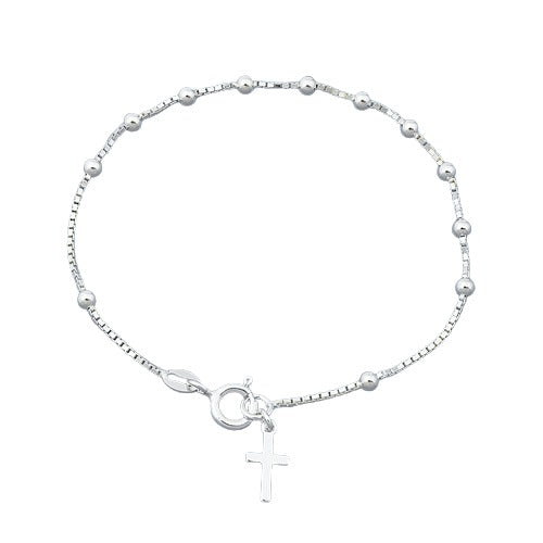 Sterling Silver Rosary Bracelet-7 Inches