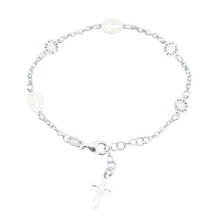 Load image into Gallery viewer, Sterling Silver Rosary with Cross Discs Bracelet-7+1 Inches Extension