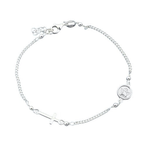 Sterling Silver Rosary Bracelet-7+1 Inches Extension