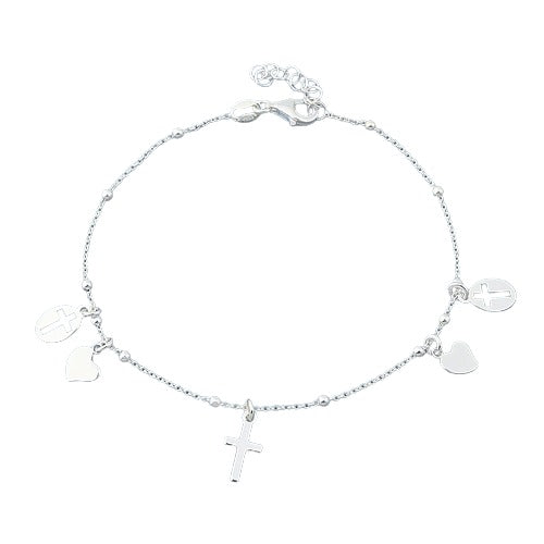 Sterling Silver Rosary Bracelet-7+1 Inches Extension,Beads-2mm