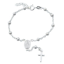 Load image into Gallery viewer, Sterling Silver Rosary Bracelet-7+1 Inches Extension,Beads-4mm
