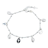 Sterling Silver Rosary Bracelet-7+1 Inches Extension,Beads-2.5mm