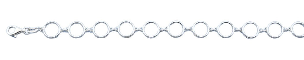 Sterling Silver Polished Circles Italian Bracelet Length-7+1inch, Thickness-8.4mm