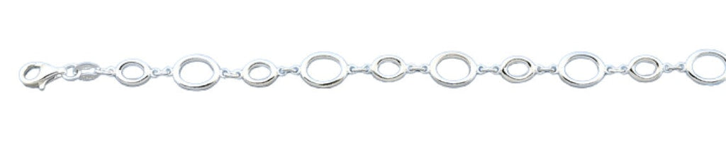 Sterling Silver Polished Ovals Italian Bracelet Length-7+1inch, Thickness-7.3mm