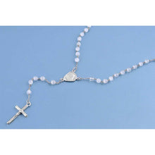 Load image into Gallery viewer, 4MM Sterling Silver Chain With White Beads And Cross Pendant Rosary Necklace