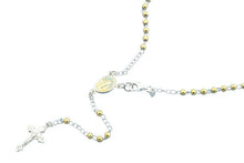 Load image into Gallery viewer, Sterling Silver Yellow Gold Rosary Diamond Cut Bead Necklace