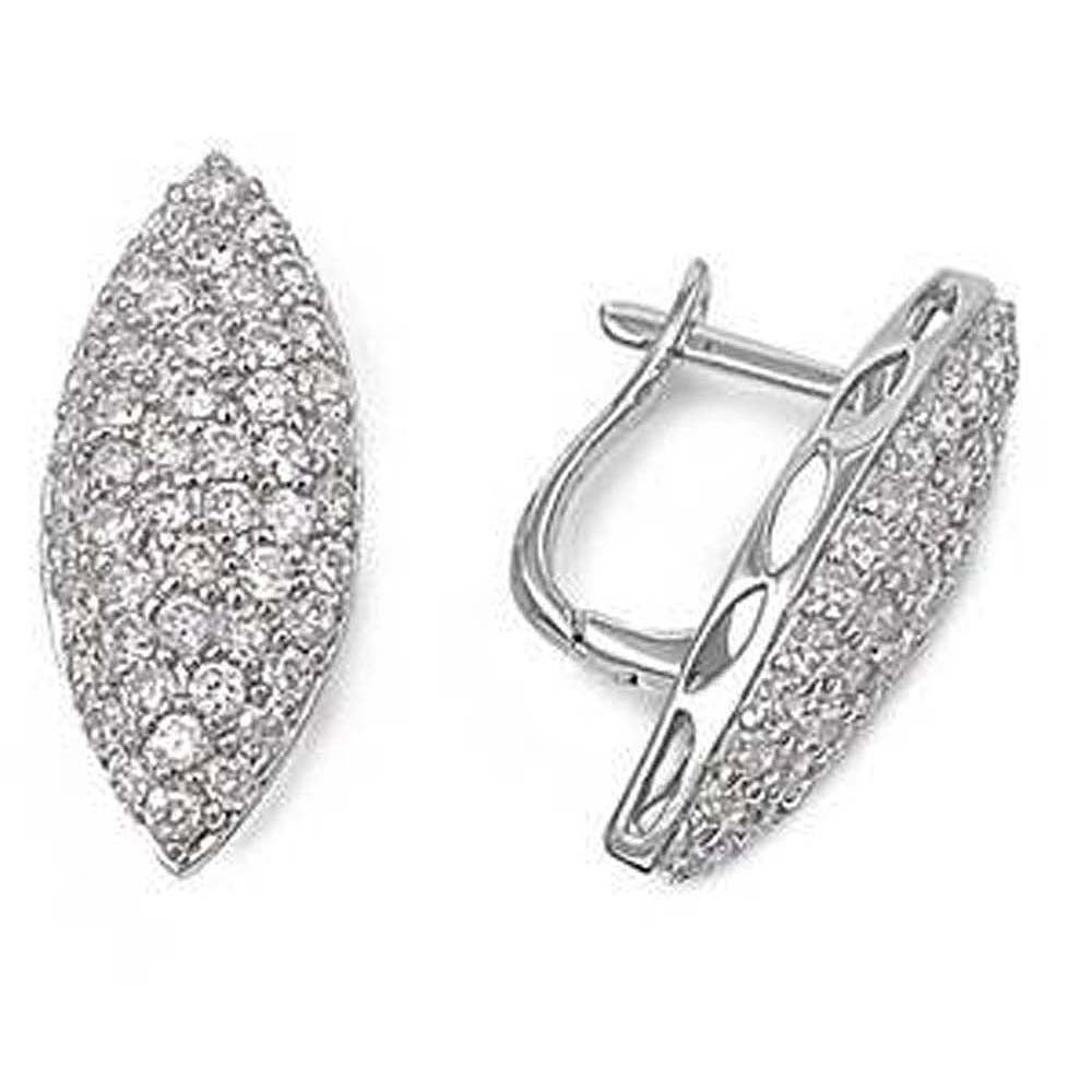 Sterling Silver Micro Pave Set Diamond Cut Assorted CZ EarringsAnd Pendant Height 24 mm
