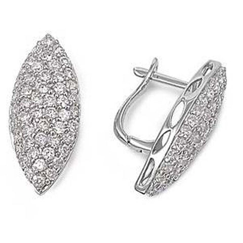 Sterling Silver Micro Pave Set Diamond Cut Assorted CZ EarringsAnd Pendant Height 24 mm