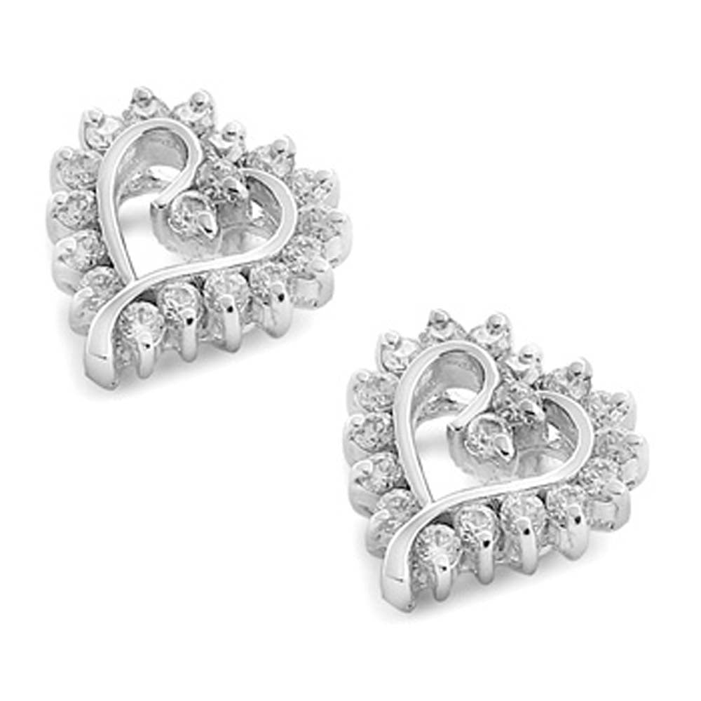 Sterling Silver Celtic Heart Shaped CZ EarringsAnd Face Height 13 mm