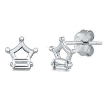 Load image into Gallery viewer, Sterling Silver Clear CZ Crown Assorted CZ Earrings