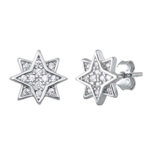 Load image into Gallery viewer, Sterling Silver Clear CZ Star Assorted CZ Earrings