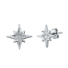 Load image into Gallery viewer, Sterling Silver Clear CZ Star Assorted CZ Earrings