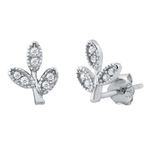 Load image into Gallery viewer, Sterling Silver Clear CZ Branch Leaves Assorted CZ Earrings