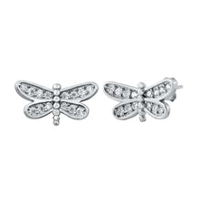 Load image into Gallery viewer, Sterling Silver Clear CZ Dragonfly Assorted CZ Earrings