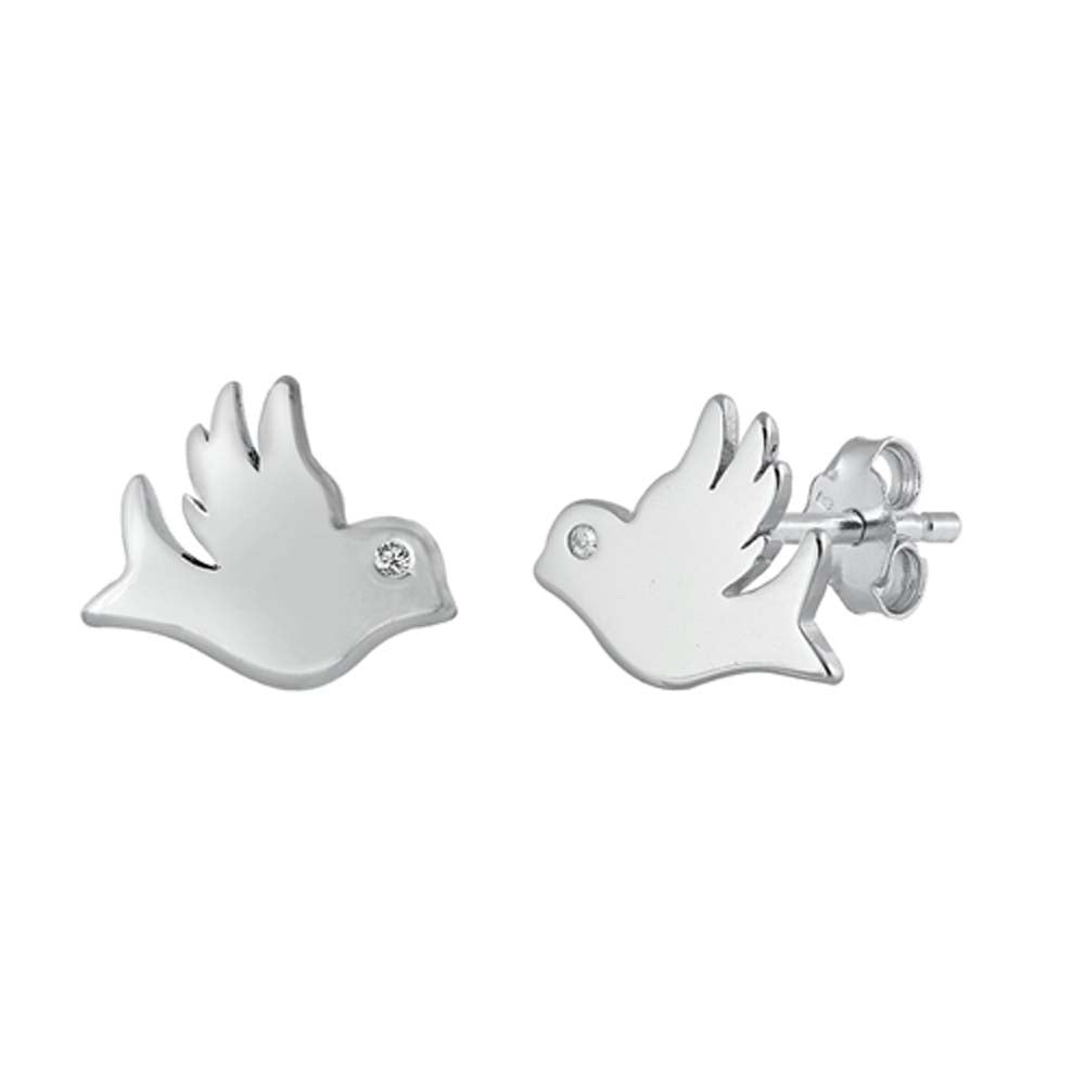 Sterling Silver Clear CZ Dove Assorted CZ Earrings