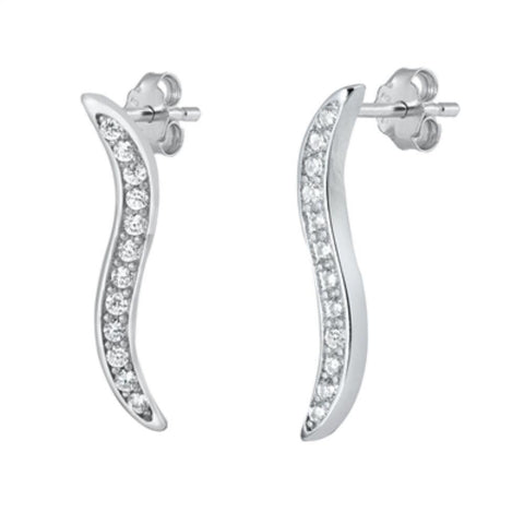 Sterling Silver Rhodium Plated CZ Earrings
