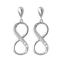 Load image into Gallery viewer, Sterling Silver Clear CZ Hanging Infinity Assorted CZ Earrings