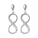 Sterling Silver Clear CZ Hanging Infinity Assorted CZ Earrings