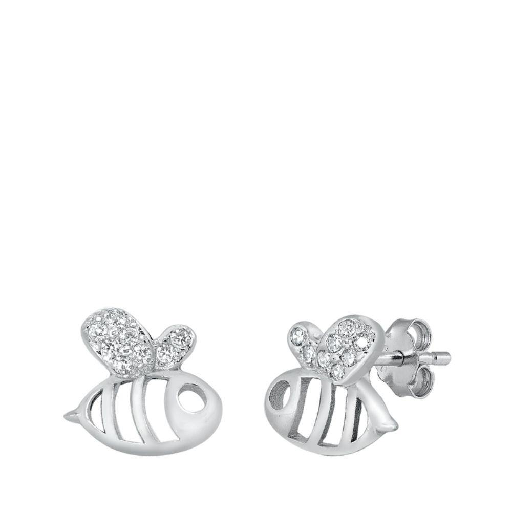 Sterling Silver Bumblebee Stud Earrings - silverdepot
