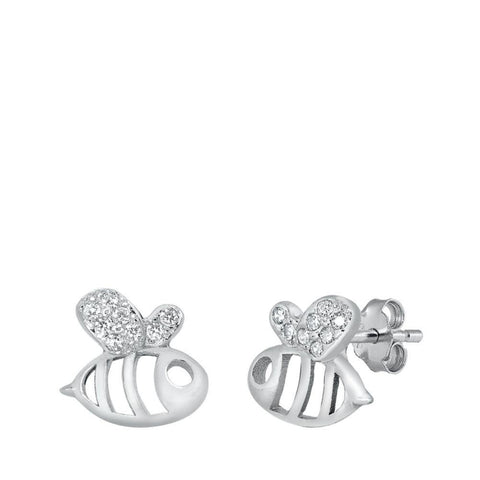 Sterling Silver Bumblebee Stud Earrings