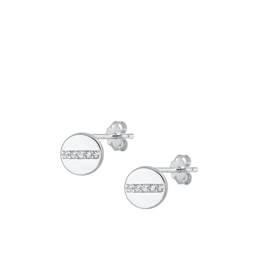 Sterling Silver Rhodium Plated Round Clear CZ Stud Earrings
