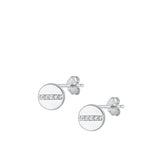 Sterling Silver Rhodium Plated Round Clear CZ Stud Earrings