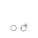 Sterling Silver Rhodium Plated Initial O CZ Earrings