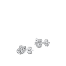 Load image into Gallery viewer, Sterling Silver Rhodium Plated Butterfly Clear CZ Earrings Face Height-6.6mm
