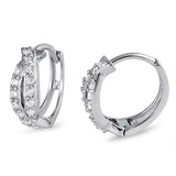 Sterling Silver Stylish Huggie Hoop Earring with Fish Design Inlaid with Clear CzsAnd Earring Diameter of 4x13MM